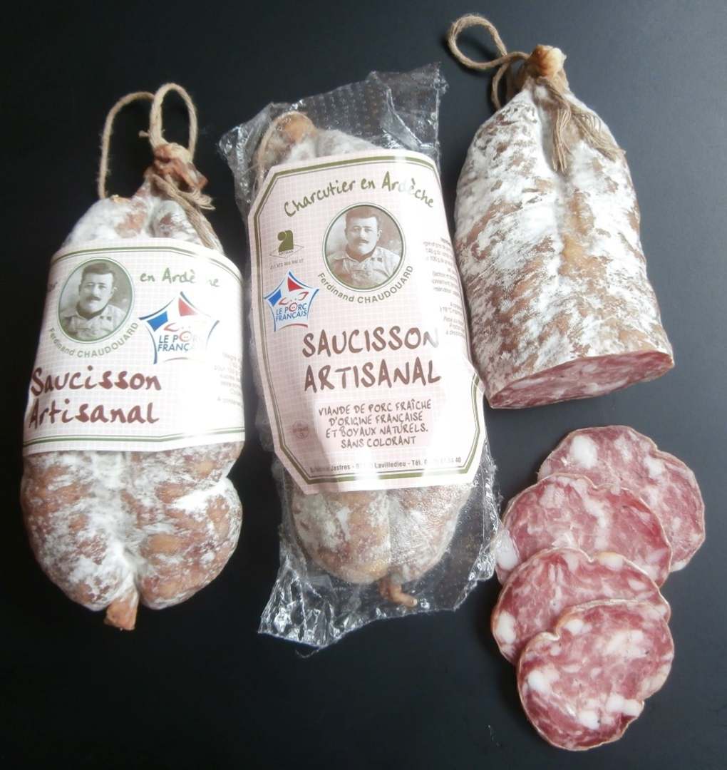 Saucisson de l'ardèche artisanal 300g Ferdinand Chaudouard : photo du produit rappelé le 24/07/2023