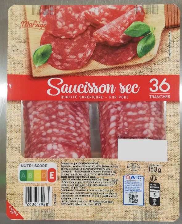 Saucisson sec 150g Le Marsigny : photo du produit rappelé le 09/10/2023