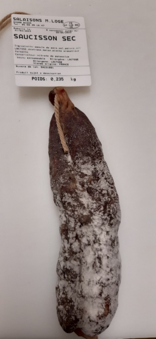Saucisson sec : photo du produit rappelé le 12/04/2023