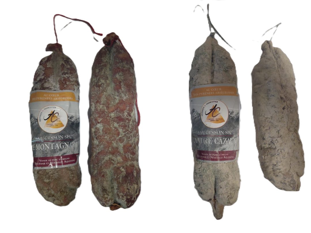 Saucisson sec andré cazaux , saucisson sec le montagnard : photo du produit rappelé le 05/08/2026