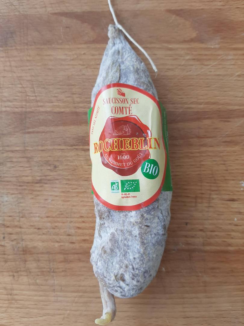 Saucisson sec bio au comte rocheblin 200g : photo du produit rappelé le 24/03/2023