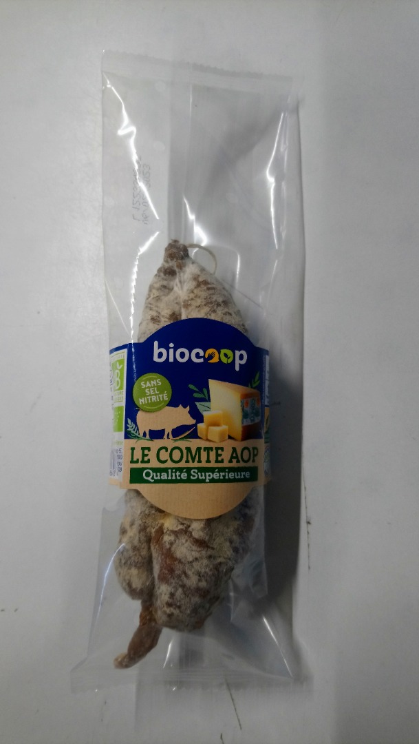 Saucisson sec bio comte Biocoop 200g clean label bef : photo du produit rappelé le 24/03/2023