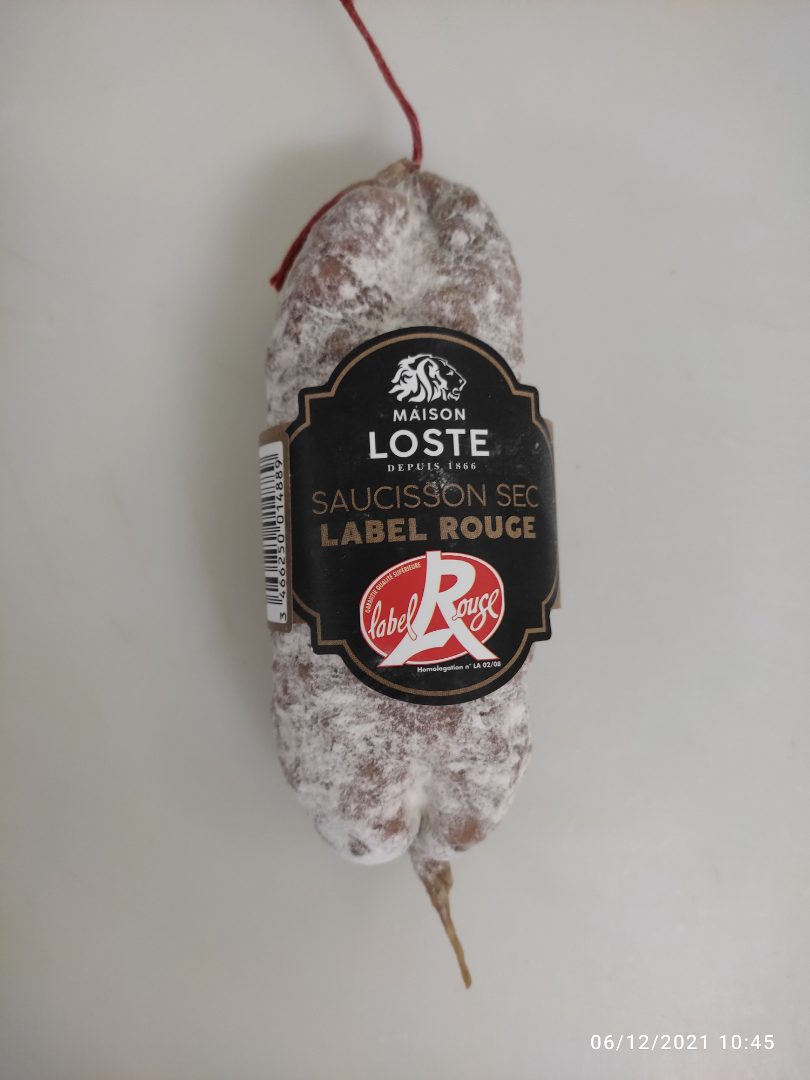 Saucisson sec label rouge 225g Maison Loste : photo du produit rappelé le 08/12/2021
