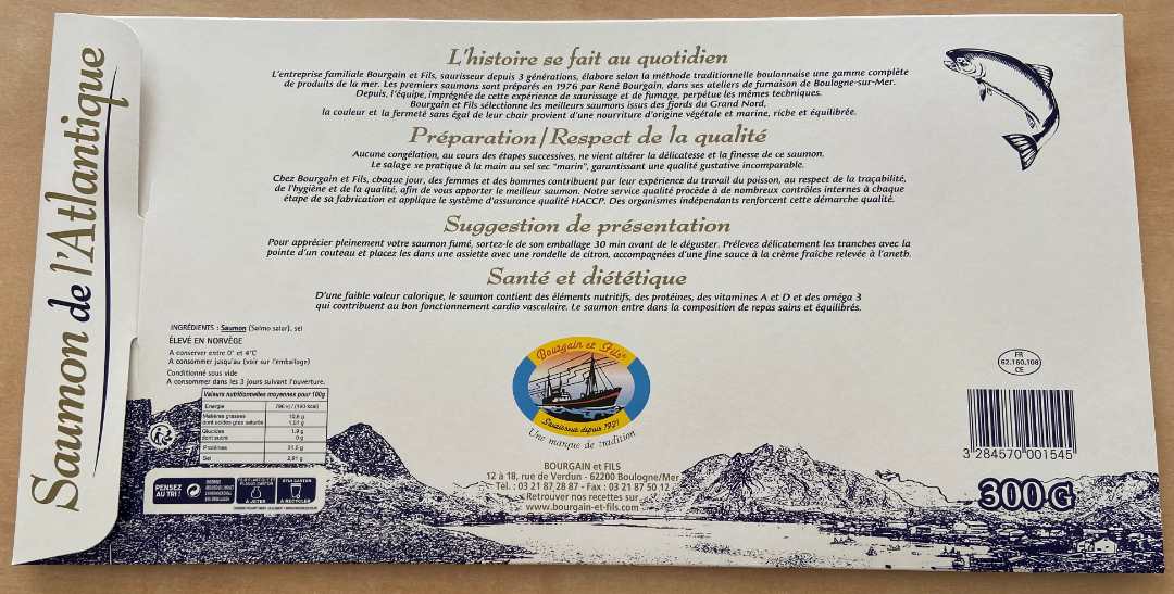 Saumon de l'atlantique norvègien Bourgain et Fils : photo 3 sur 4 du produit rappelé le 05/07/2023