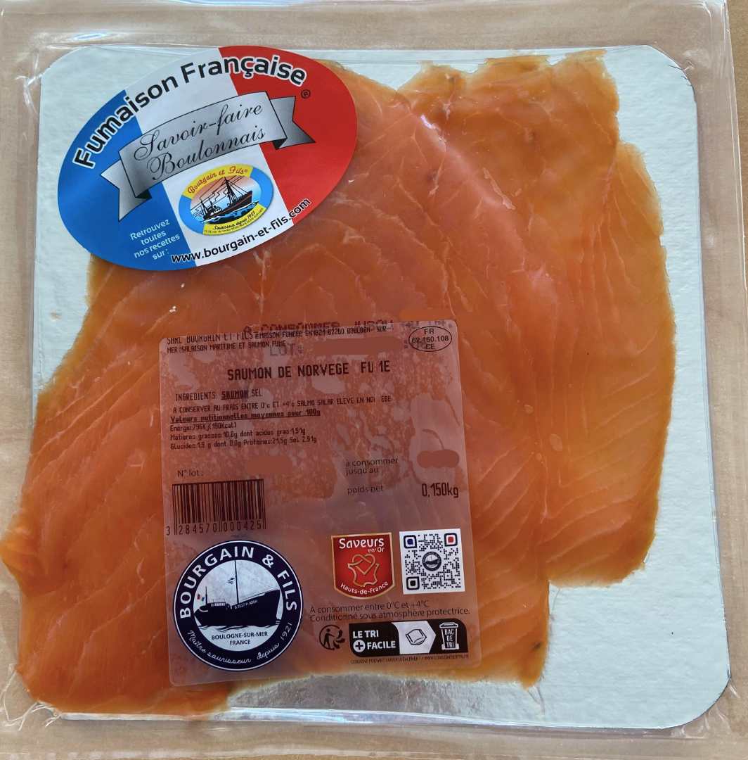 Saumon de norvège fumé Bourgain et Fils : photo du produit rappelé le 14/06/2022