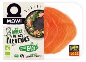 Saumon fumé bio - 4 tranches - 110g Mowi : photo du produit rappelé le 31/01/2023