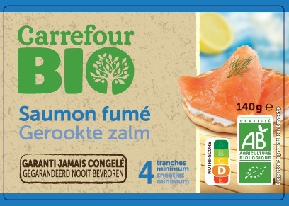 Saumon fumé bio Carrefour BIO : photo 2 sur 2 du produit rappelé le 30/01/2023