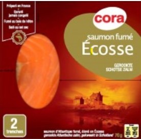 Saumon fumé d'ecosse 2 tranches 70g Cora : photo du produit rappelé le 04/02/2022