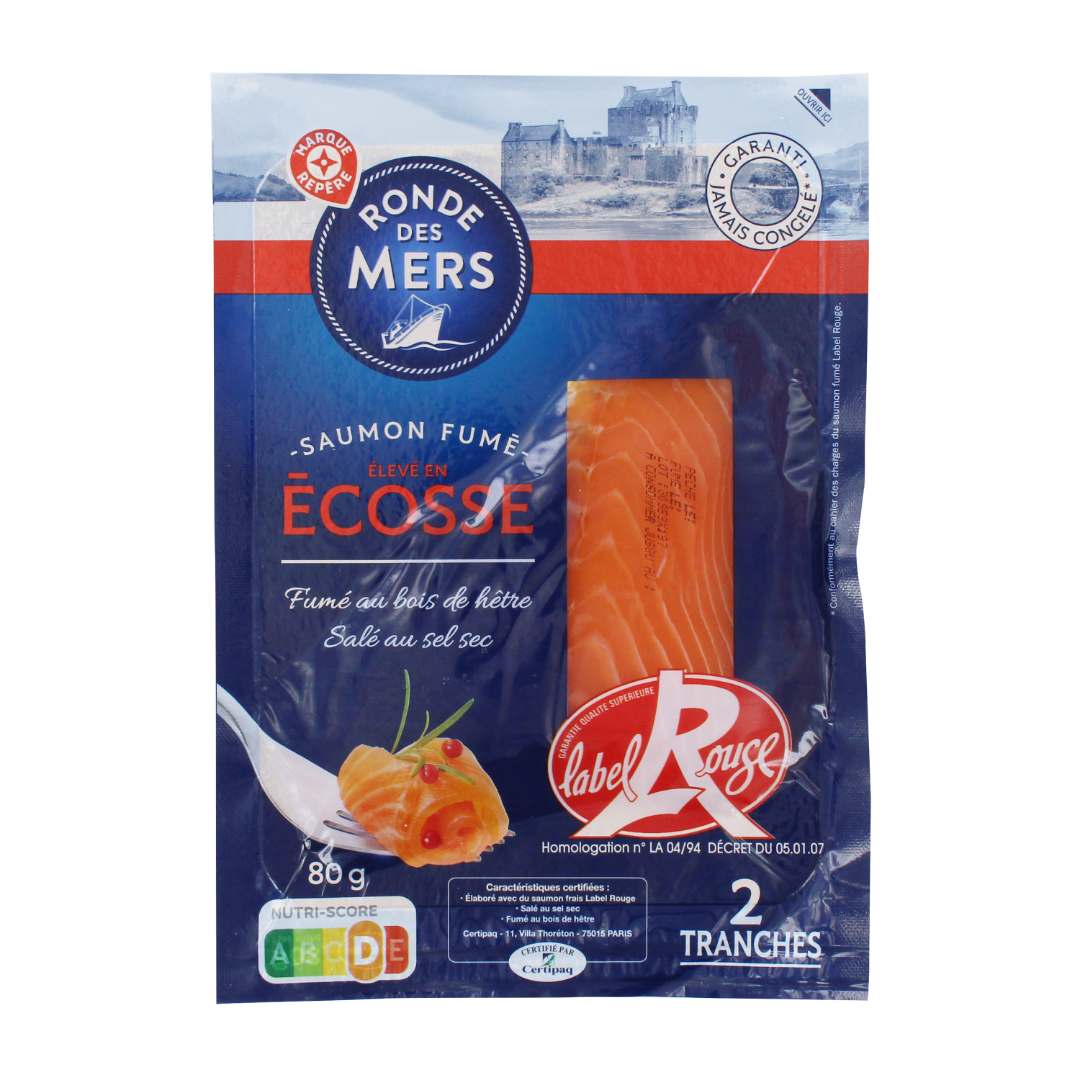 Saumon fumé d'ecosse - label rouge - 2 tranches - 80g Ronde des Mers : photo du produit rappelé le 26/09/2024