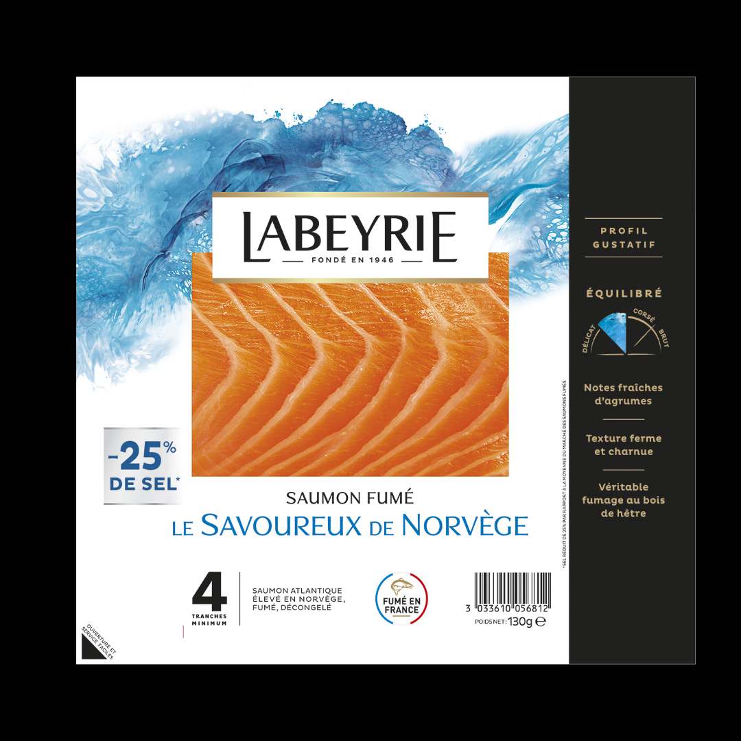Saumon fumé de norvège le savoureux -25% de sel 4 tranches minimum Labeyrie : photo du produit rappelé le 05/11/2021