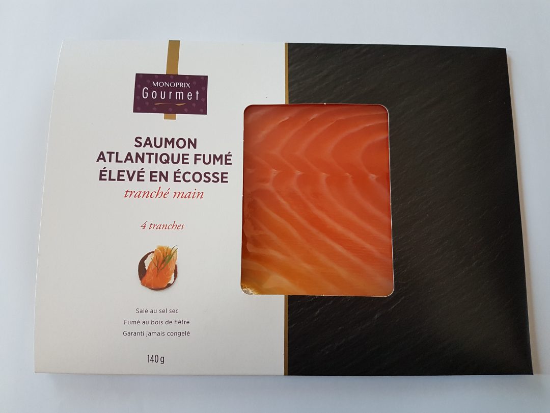 Saumon fumé ecosse 4 tranches 140g Monoprix gourmet : photo du produit rappelé le 08/09/2021