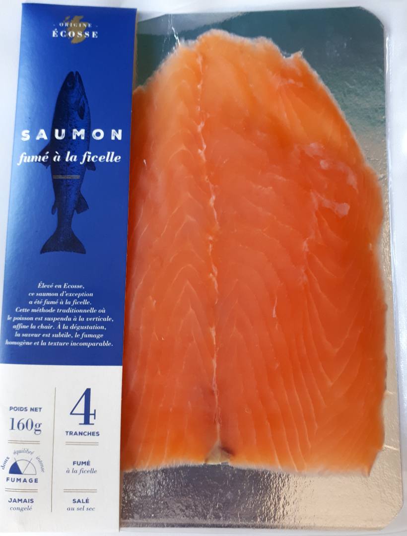 Saumon fumé ecosse ficelle 4 tranches 160g : photo du produit rappelé le 21/09/2021