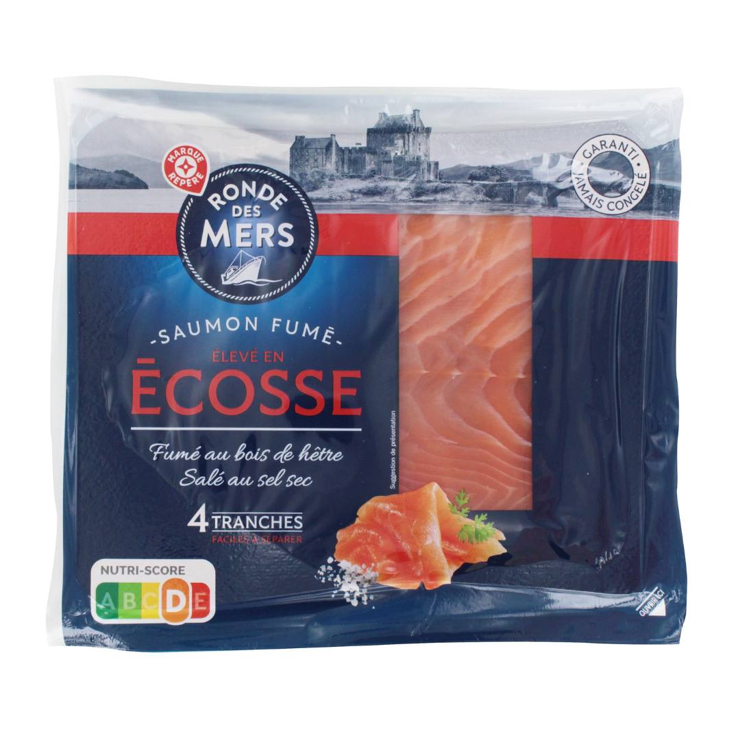 Saumon fume eleve en ecosse 4 tranches - 140g Ronde des Mers : photo du produit rappelé le 09/09/2022