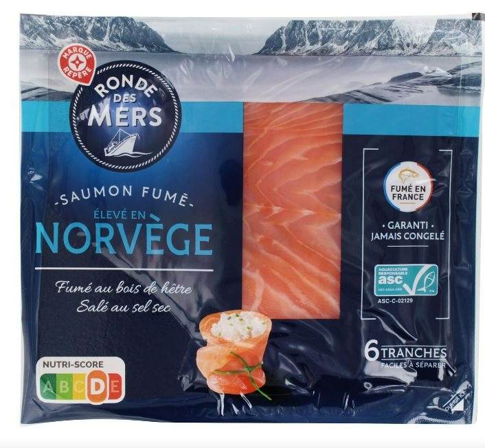 Saumon fume eleve en norvege 6 tranches Ronde des Mers : photo du produit rappelé le 20/09/2022