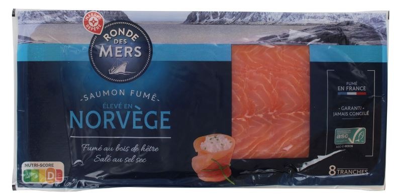 Saumon fume eleve en norvege asc – 8 tranches - 300g Ronde des Mers : photo du produit rappelé le 30/01/2023