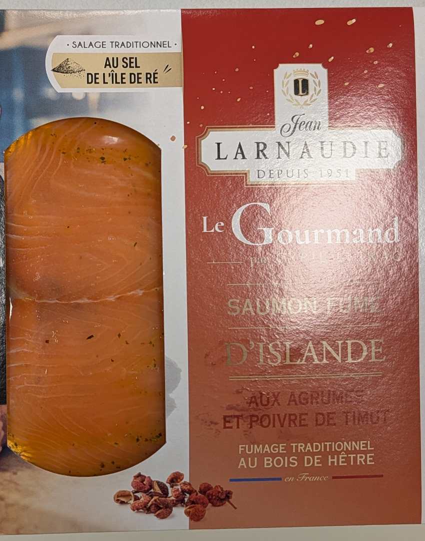 Saumon fumé islande au poivre de timut Jean Larnaudie : photo 2 sur 2 du produit rappelé le 19/11/2025