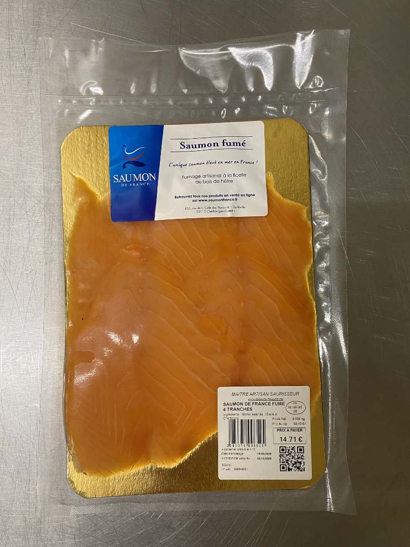 Saumon fumé quatre tranches : photo du produit rappelé le 01/10/2025