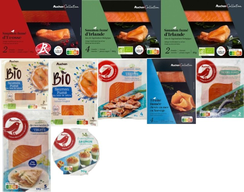 Saumon fume, truite fumee & verrine a base de saumon Auchan : photo du produit rappelé le 08/10/2024