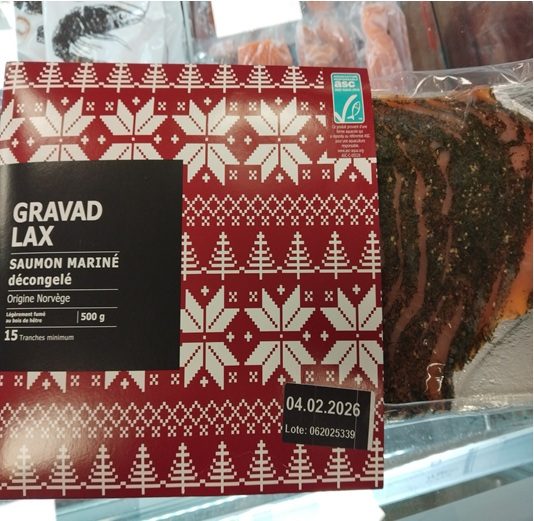 Saumon mariné décongelé Gravad Lax : photo du produit rappelé le 31/12/2025