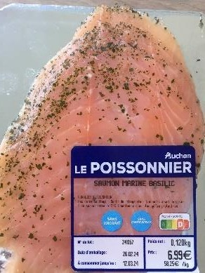 Saumon mariné et tartare saumon Auchan : photo du produit rappelé le 07/03/2024