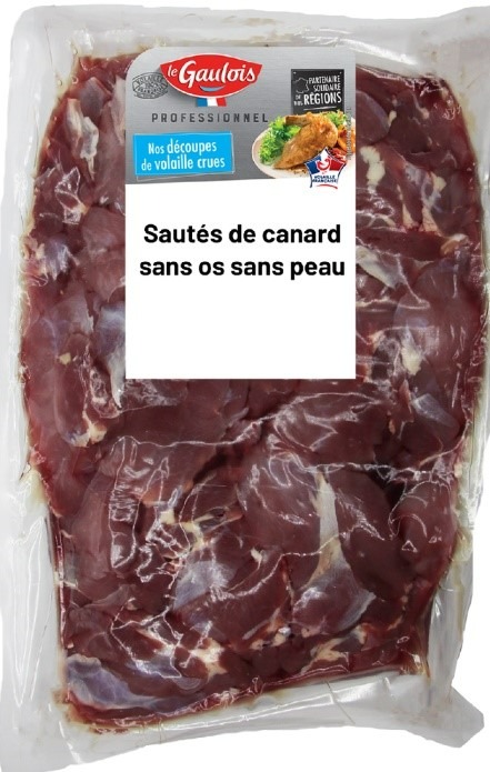 Sauté de canard sans os sans peau 40-60 g x2.5 kg Le Gaulois Pro : photo du produit rappelé le 03/11/2023