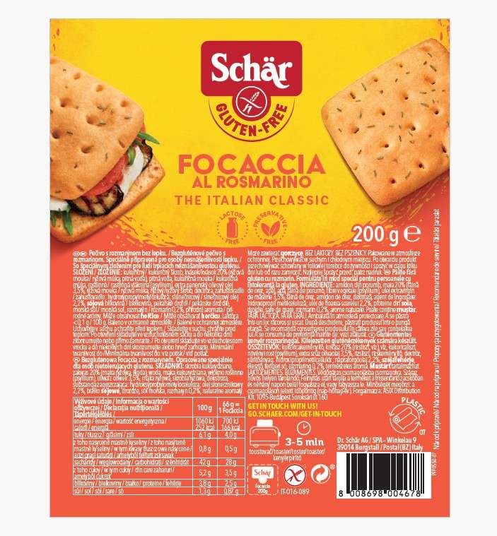 Schär focaccia med rosmarin : photo du produit rappelé le 07/11/2025