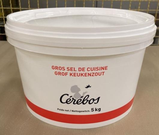 Seau 5 kg sel gros Cerebos : photo du produit rappelé le 15/09/2023