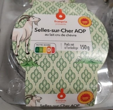 Selles-sur-cher AOP au lait cru de chèvre 150g Franprix : photo du produit rappelé le 17/09/2025