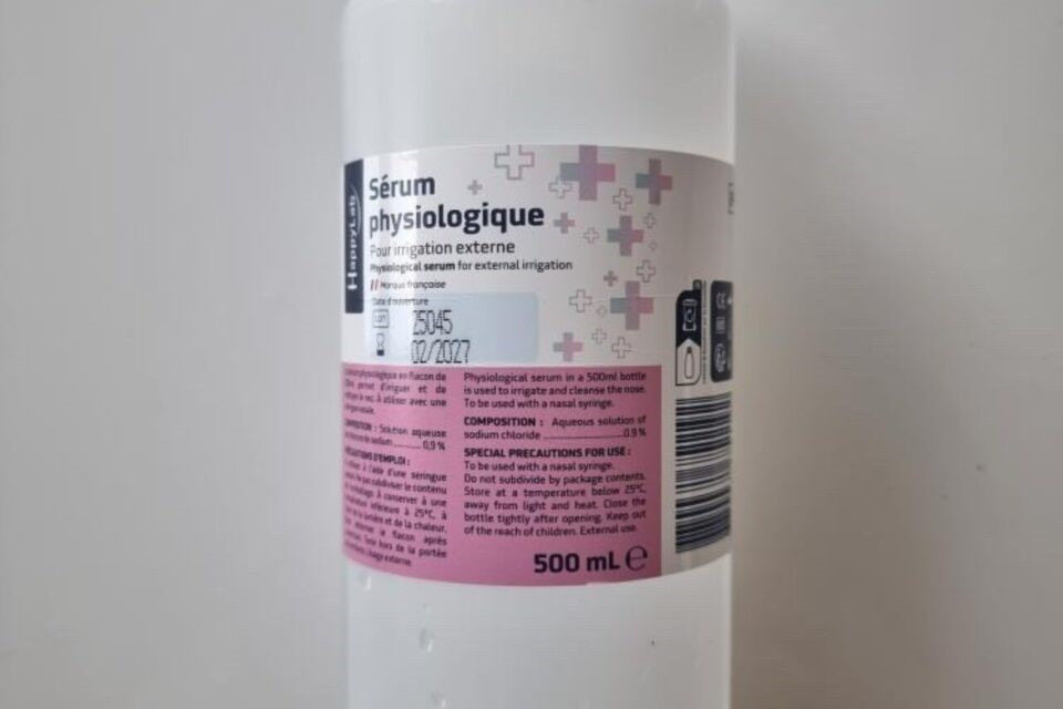 Sérum physiologique 500ml et 1 litre happylab : photo du produit rappelé le 04/06/2025