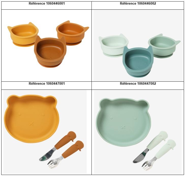 Set repas silicone Vertbaudet : photo du produit rappelé le 23/11/2023