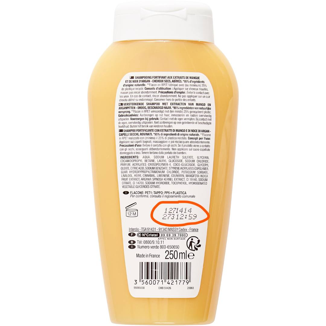 Shampooing cheveux secs - lot 3157411 Nectar of Beauty : photo 2 sur 2 du produit rappelé le 29/08/2023
