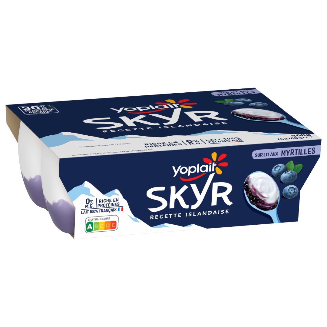 Skyr myrtilles et skyr panache fruits rouges Yoplait Skyr : photo du produit rappelé le 28/10/2024