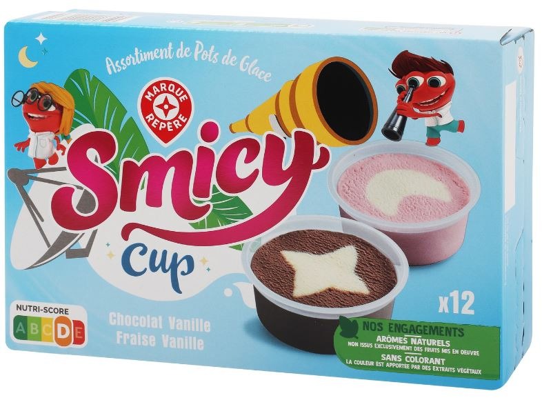 Smicy cup vanille fraise chocolat x12 : photo du produit rappelé le 06/12/2021