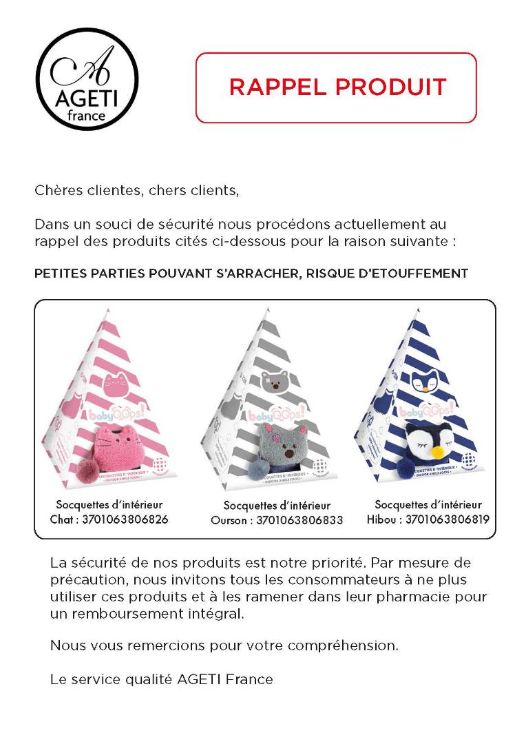 Socquettes babyoop's : photo du produit rappelé le 19/05/2022