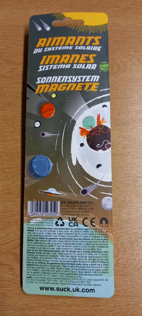 Solar system magnets Suck Uk LTD : photo 3 sur 3 du produit rappelé le 27/01/2023