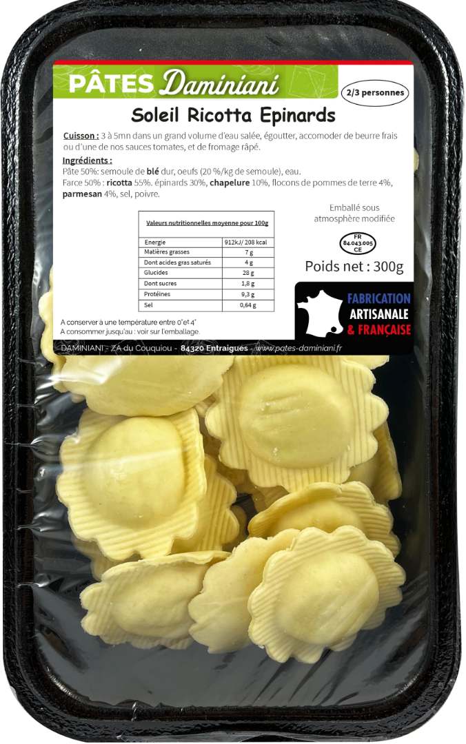 Soleil ricotta epinard Daminiani : photo du produit rappelé le 01/08/2025