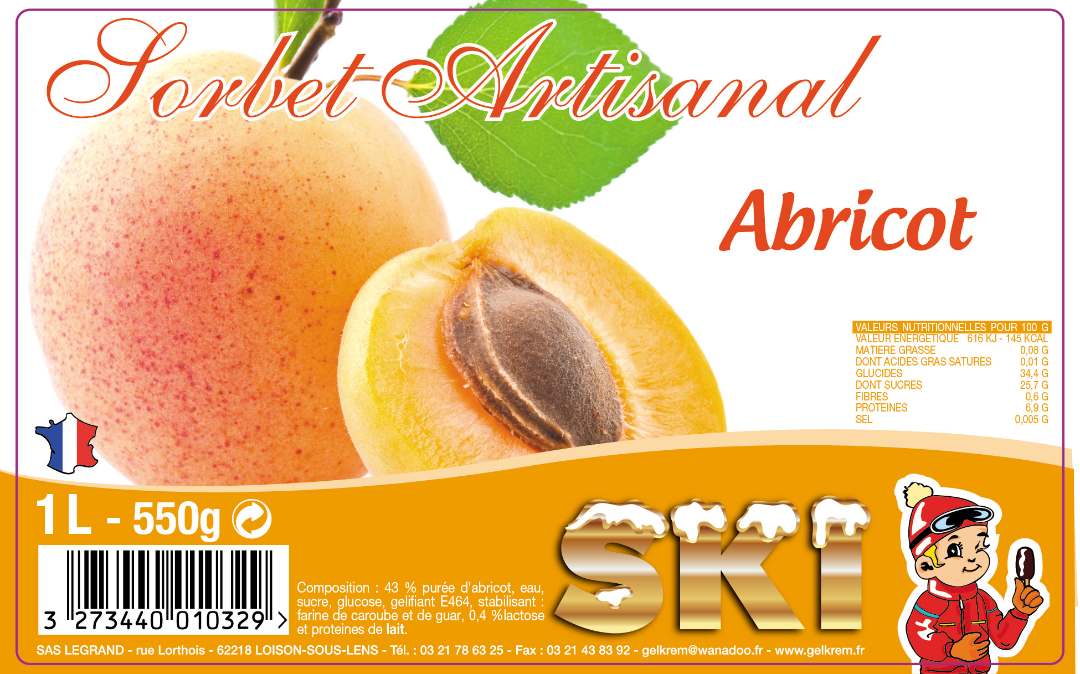 Sorbet abricot Ski : photo du produit rappelé le 20/01/2022