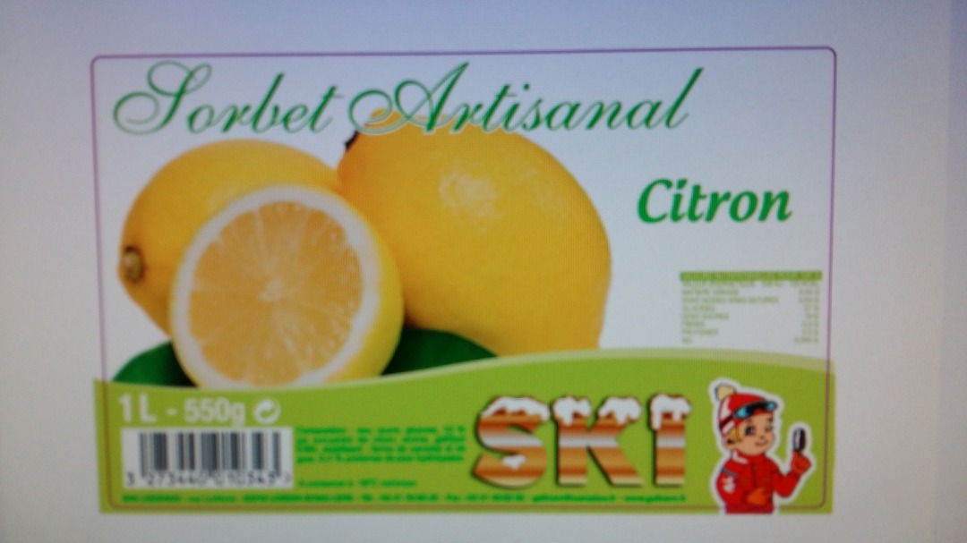 Sorbet citron Ski : photo du produit rappelé le 20/01/2022