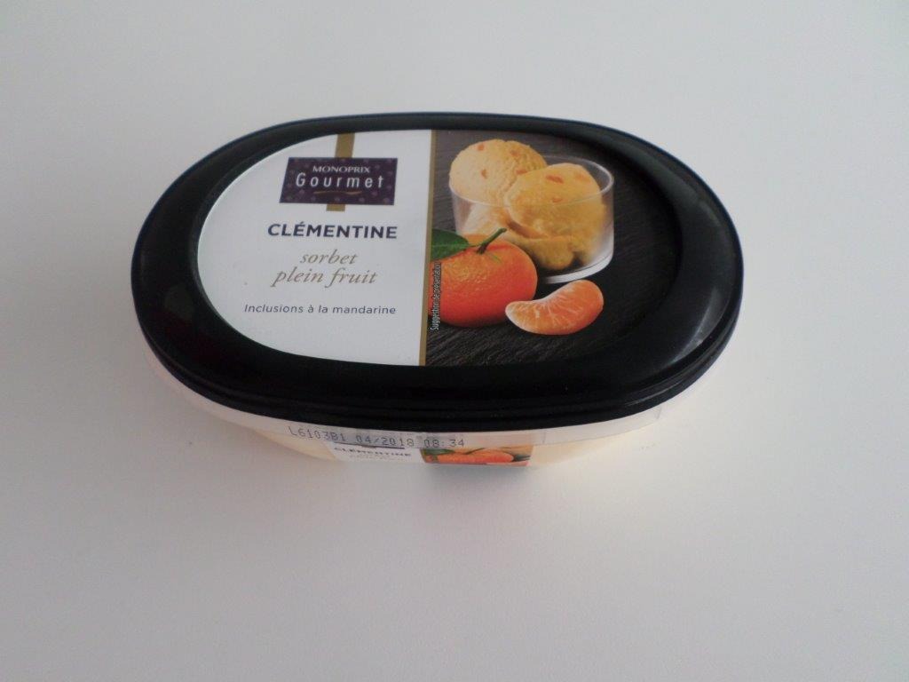 Sorbet clémentine 500ml Monoprix Gourmet : photo du produit rappelé le 03/03/2022