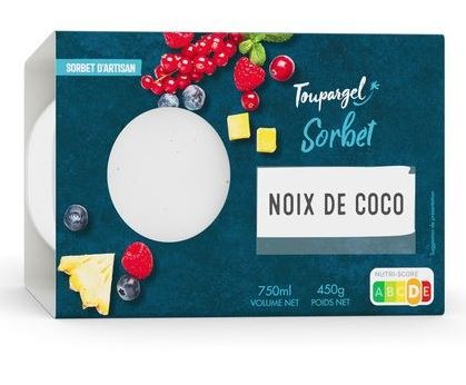 Sorbet coco Toupargel : photo du produit rappelé le 26/07/2021
