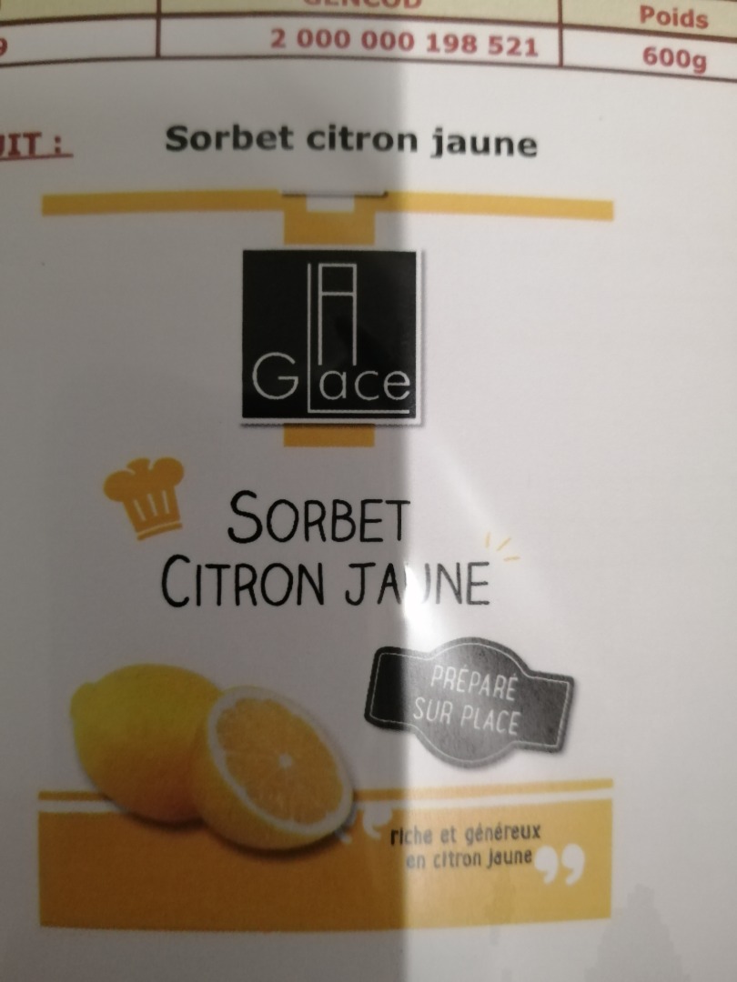 Sorbet La Glace : photo 4 sur 5 du produit rappelé le 20/08/2021