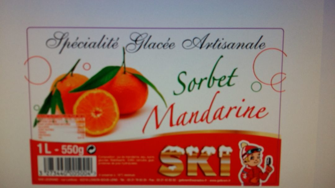 Sorbet mandarine Ski : photo du produit rappelé le 20/01/2022