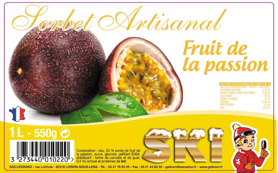 Sorbet passion Ski : photo du produit rappelé le 31/01/2022