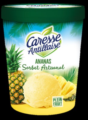 Sorbet plein fruit ananas 460 ml / 300g Caresse Antillaise : photo du produit rappelé le 10/06/2021