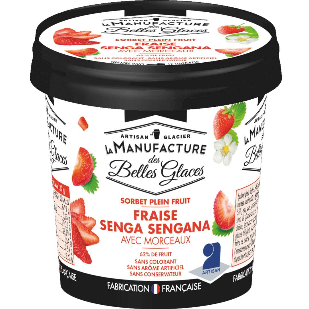 Sorbet plein fruit fraise 120 ml / 78g La Manufacture des Belles Glaces : photo du produit rappelé le 10/06/2021