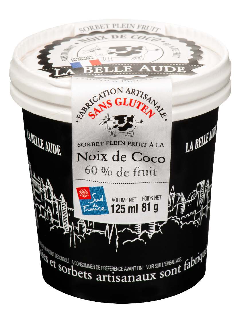 Sorbet plein fruit noix de coco 125ml et 550ml La Belle Aude : photo 2 sur 2 du produit rappelé le 26/10/2021
