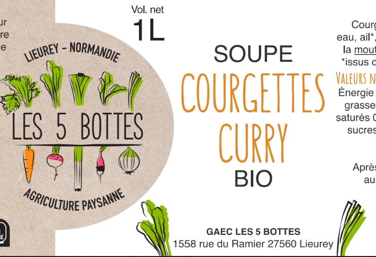Soupe courgettes curry Gaec les 5 Bottes : photo du produit rappelé le 22/05/2025
