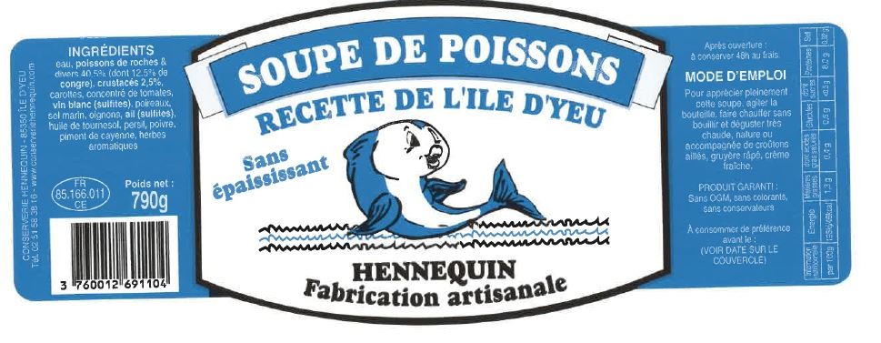 Soupe de poissons et crustacés Conserverie de l'Ile d'Yeu : photo du produit rappelé le 07/10/2021