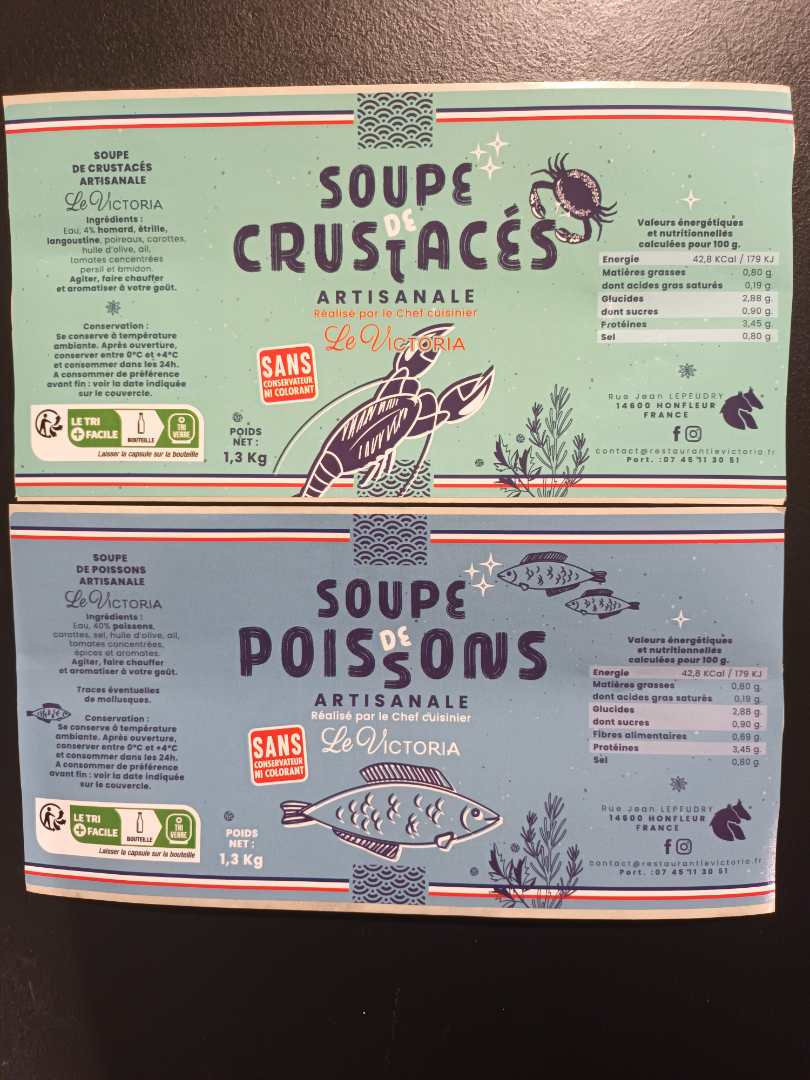 Soupe de poissons ou de crustaces artisanale réalisé Le Victoria : photo 2 sur 2 du produit rappelé le 17/07/2025