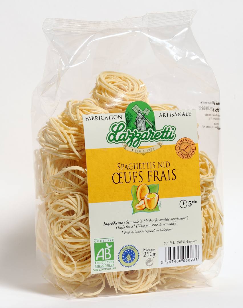 Spaghetti nids aux oeufs bio 250gr Lazzzaretti : photo du produit rappelé le 11/09/2025